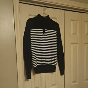 Karen Scott Men's Black and White Zip-Up Sweater